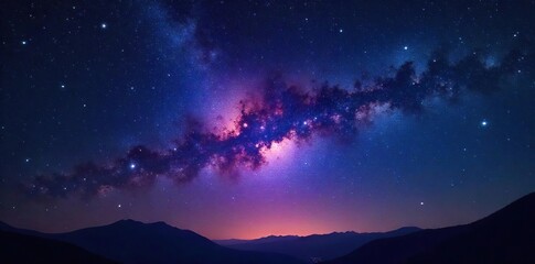 Naklejka premium Breathtaking Night Sky Vibrant Constellation and Twinkling Stars Illuminate the Inky Blackness - Perfect for Astronomy, Space, and Celestial Designs