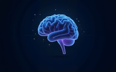 Low poly brain or Artificial intelligence concept. Symbol of Wisdom point. Abstract vector image of a human Brine. Low Polygonal wireframe blue illustration on dark background. Lines and dots.