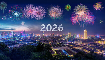 fireworks and the number 2026