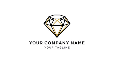 Fototapeta premium Elegant Diamond Logo Design with Geometric Facets and Golden Accents.