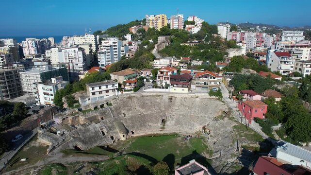 Durres Reach Archaeological Site, Spectacular Aerial View Amphitheatre Revealed