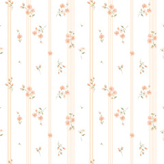 Stripe pattern, Floral stripe seamless pattern, floral textile. Fabric flower. Stripe wallpaper style, Cute flower texture print, design for flannel, table cloth, textile fabric, paper