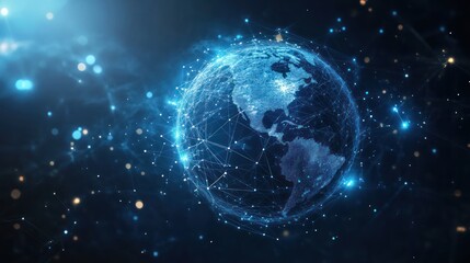 Obraz premium Global Network Earth, Abstract Design, Digital Art, Background