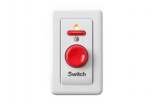 Emergency Switch: A close-up shot of a red emergency switch, ready for activation. the importance of safety and preparedness.