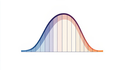 Fototapeta premium A stylized bell curve graph illustrating statistical distribution, featuring gradient colors from blue to red, signifying data analysis or probability.