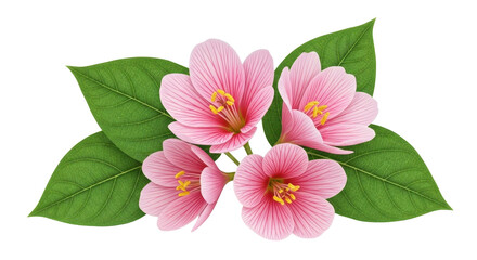 Delicate pink spring blossoms with vibrant green leaves, perfect for natural beauty and floral design projects