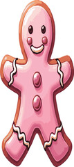 Pink gingerbread man cookie vector icon on white background




