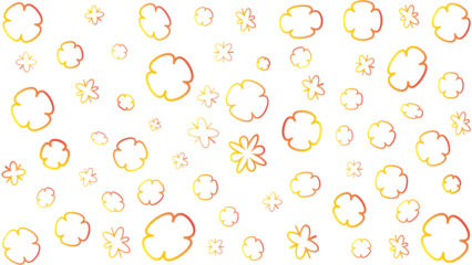 Abstract design of cloud and star shapes in vivid yellow and orange hues. Ideal for backgrounds, textiles, packaging, and digital prints.