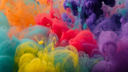 Colorful Ink Cloud Explosion: Captivating Abstract Motion and Vibrant Color Mixing Effect - Powered by Adobe