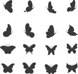 Elegant black butterfly silhouette