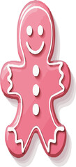 Pink gingerbread man cookie vector icon on white background




