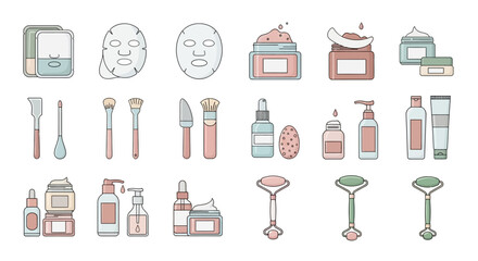 Illustration of beauty products tools  containers