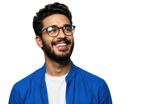 Smiling man with glasses isolated on transparent background