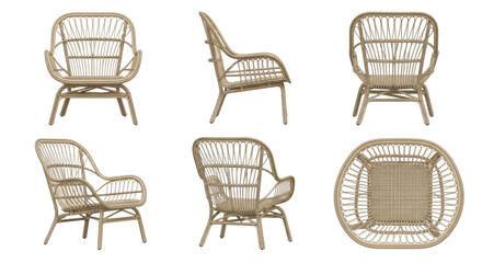 Elegant beige rattan accent chair showcasing intricate weaving and modern design perfect for chic living spaces