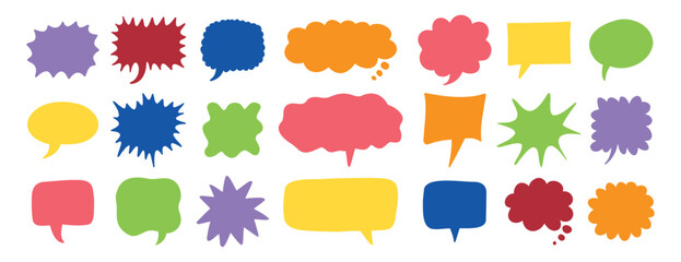 colorful speech bubbles set. Hand drawn vector cute communication bubbles. speech bubble collection