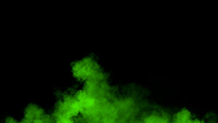 Fototapeta premium Abstract green smoke misty fog on isolated black background. Texture overlays. Design element.