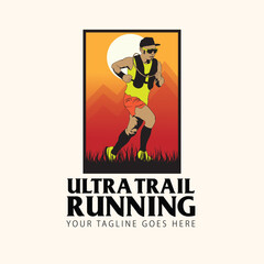ultra trail run illustration image for background and logo vector