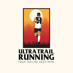 ultra trail run illustration image for background and logo vector