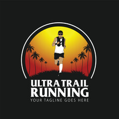 ultra trail run illustration image for background and logo vector