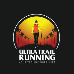 ultra trail run illustration image for background and logo vector