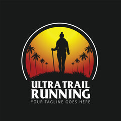 ultra trail run illustration image for background and logo vector
