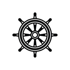 Ship wheel silhouette, wheel silhouette vector