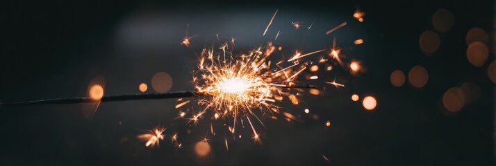 Sparkler against a dark background with bokeh