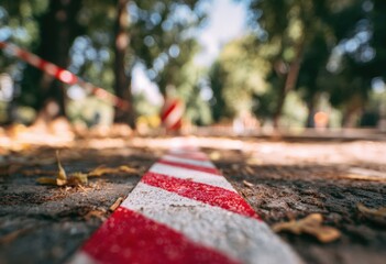 Park ground, red and white caution tape