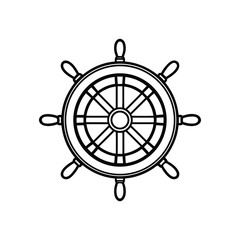 Ship wheel silhouette, wheel silhouette vector
