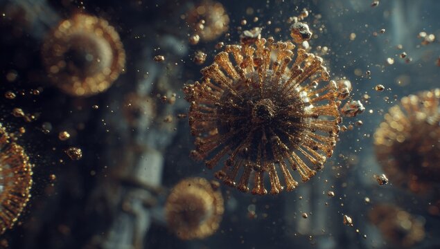 Golden virus, microscopic detail