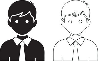Silhouette and outline of a man in a suit and tie representing contrast and duality