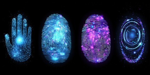 Abstract fingerprint and hand graphic design