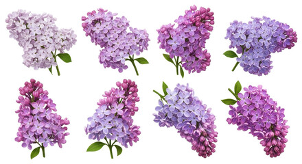 Vibrant springtime lilac blossoms in various shades of purple and pink, perfect for natural beauty and floral design projects