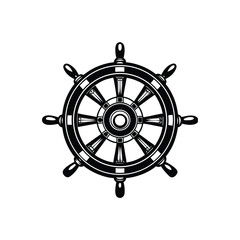Obraz premium Ship wheel silhouette, wheel silhouette vector