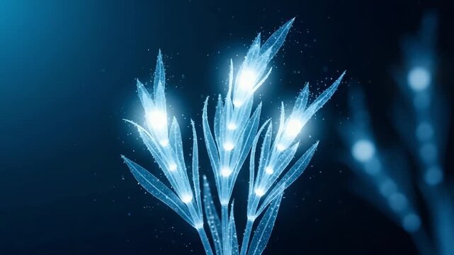 Blue illustration of wheat in the wind with light lines design a nature texture