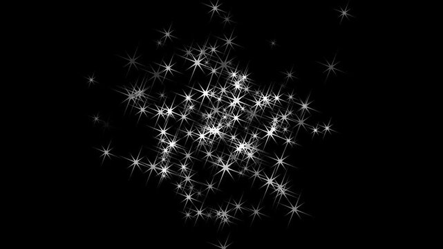 4k Glitter sparkle animated, twinkle light glitter stars sparkling, white cartoon blinking stars, flat vector doodle sparkle, sparkling stars shine animation, glowing light effect on black screen.