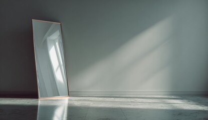 Empty room with large mirror