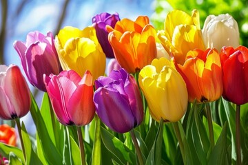 Obraz premium Vibrant Tulip Blooms Welcoming Spring