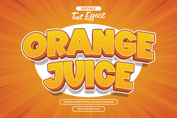 Orange juice editable 3 text effect with cartoon text style