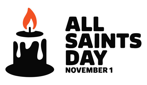 All Saints Day vector illustration featuring a candle with a flame perfect for holiday designs and November 1st celebrations