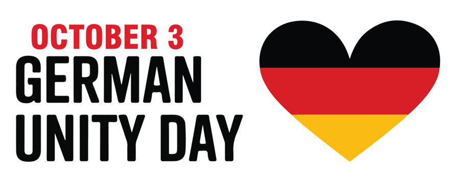 German Unity Day vector illustration with heart shape national holiday celebrated on October 3rd suitable for greeting cards and social media posts