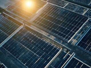 Close-up view of solar panels