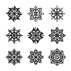 Snowflake bundle set decorative frozen crystal patterns perfect for Christmas and winter design