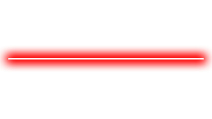 A bright red neon light line isolated on transparent background