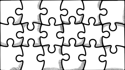 interlocking jigsaw puzzle pieces symbolizing teamwork, problem solving, unity, strategy, and connection concept.
