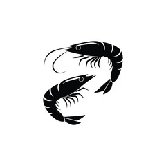 Shirmp prawn silhouette vector illustration on white background
