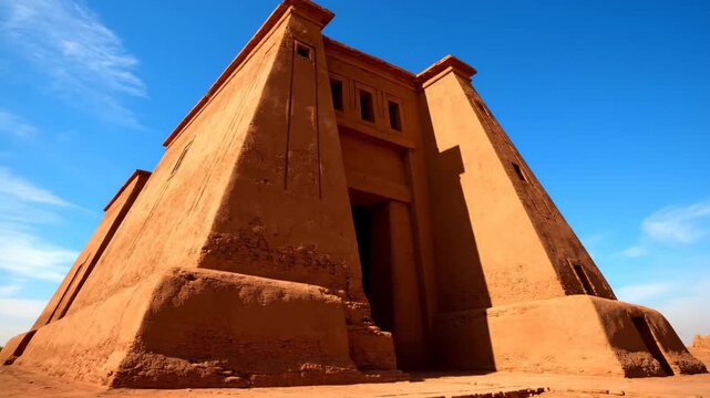 Majestic Ancient Nubian Pyramid Temple in the Sudanese Desert.