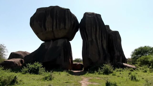 Majestic Balancing Rock Formations in a Serene Natural Landscape.