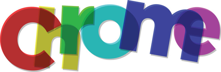 Colorful Chrome Word Art with Overlapping Letters and Shadows metal shiny