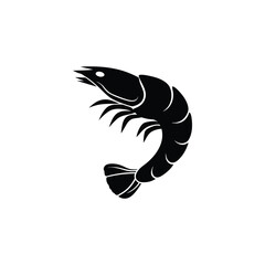 Shirmp prawn silhouette vector illustration on white background
